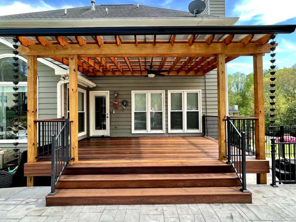 Custom wood deck with a pergola