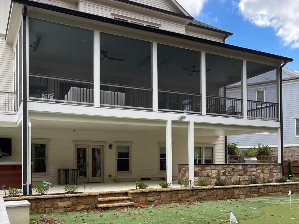 Covered porch and screened in deck